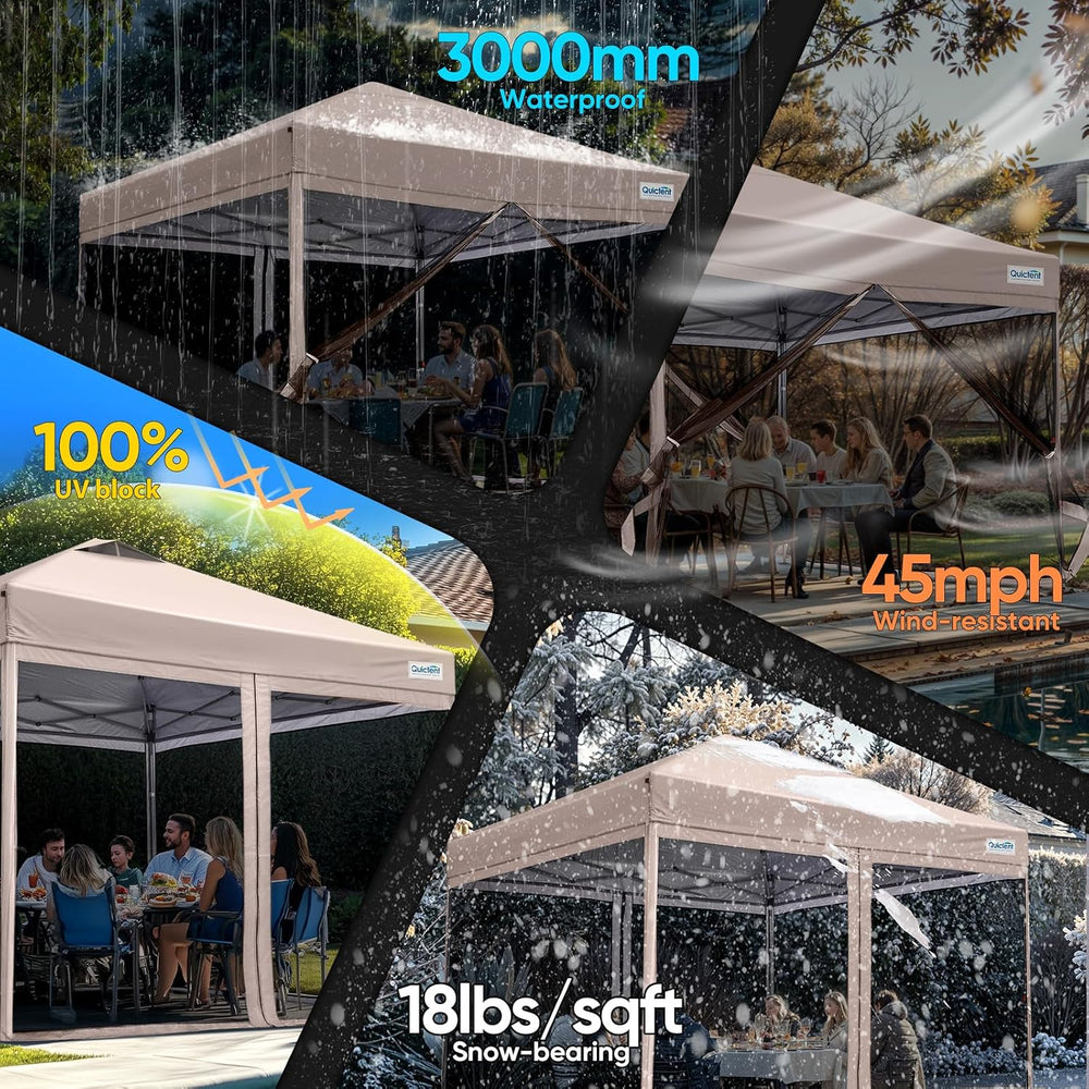 Quictent 8'x8' Pop up Screened Canopy Tent with Mosquito Netting