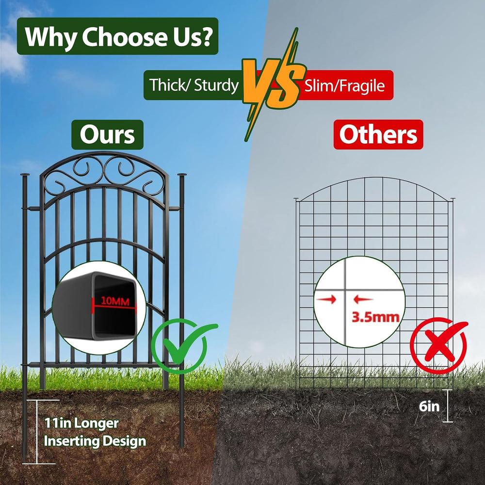 Decorative Garden Fence, 40in H x 18ft L, 8 Panels