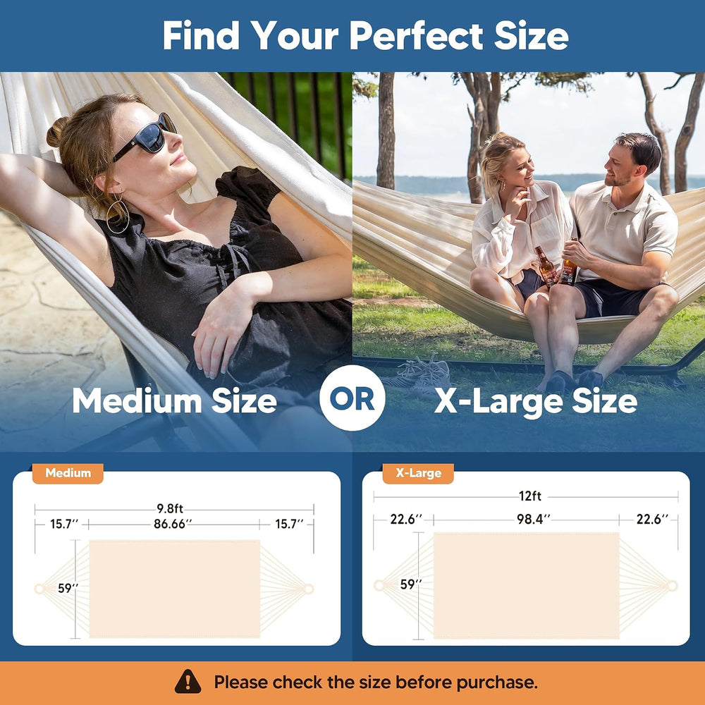 SUNCREAT Camping 2 Person Canvas Hammock, Double Travel Hammock, Natural
