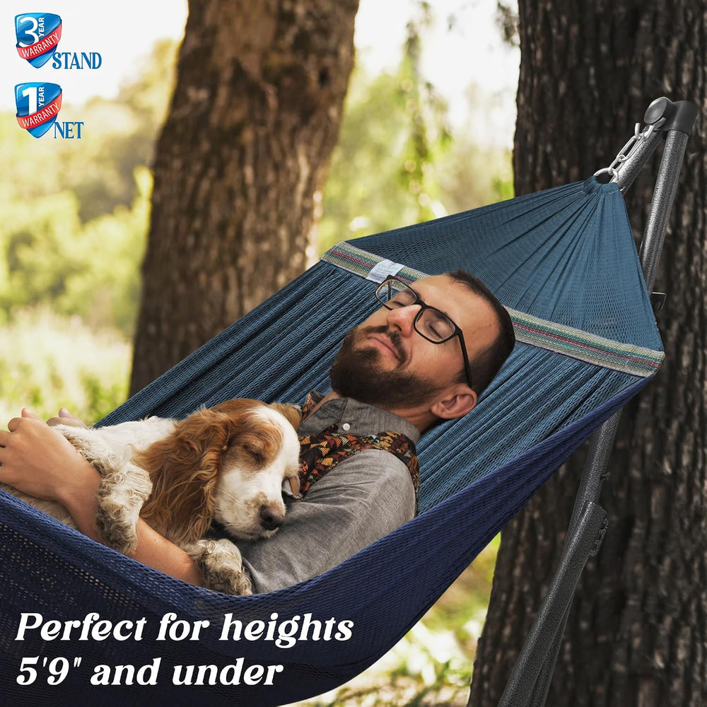 Tranquillo Uniki Adjustable Hammock with Stand Collapsible, 550 lbs, Aegean