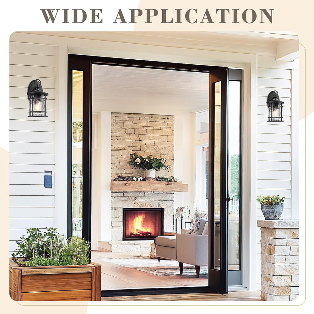 Emliviar 2 Pack Exterior Wall Sconce Light, Anti-Rust Outdoor Lanterns Wall L...