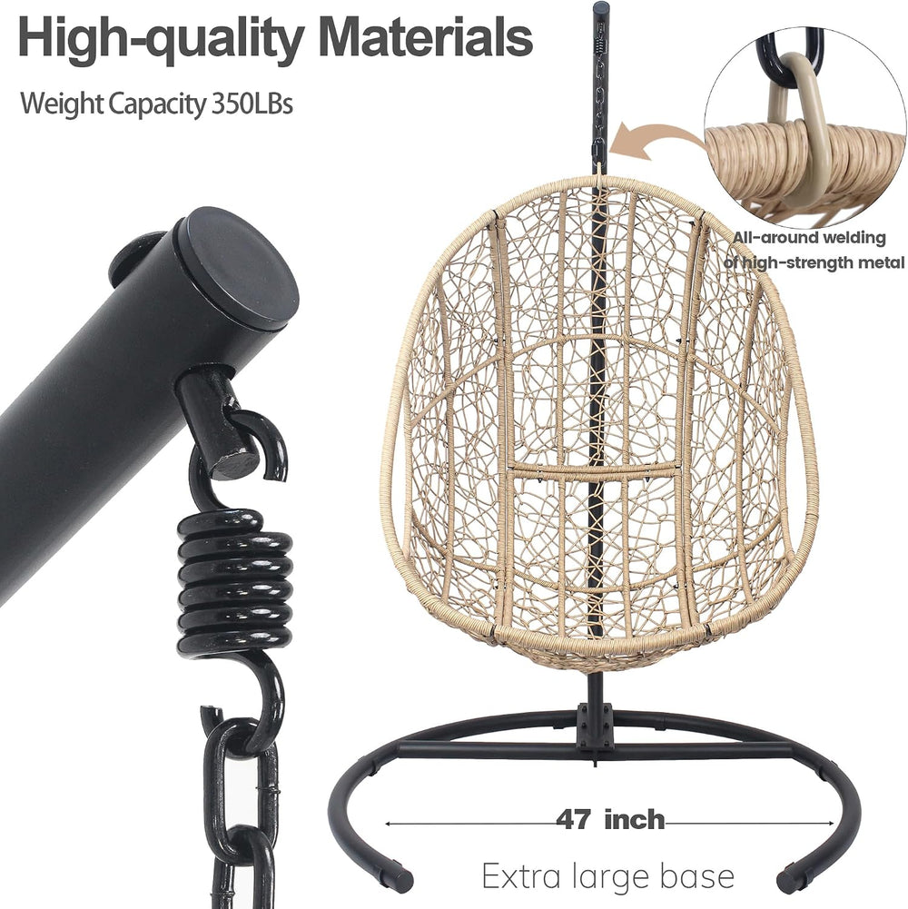 Hanging Egg Chair with Stand - Egg Swing Chair Outdoor Indoor Patio Wicker Ch...