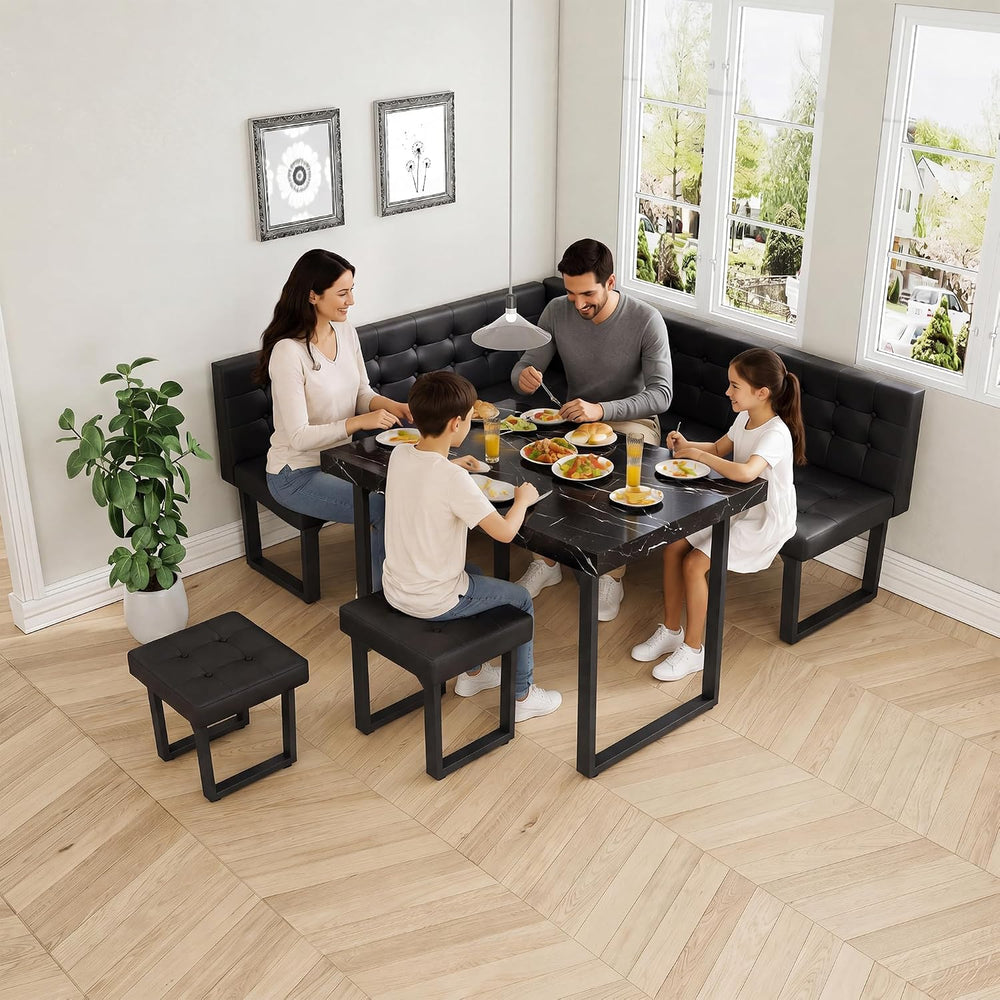 XIAO WEI Corner Dining Table Set for Small Spaces, 72 Inch Breakfast Nook wit...