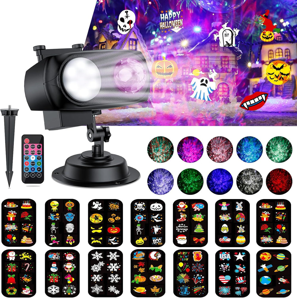 Brighter Halloween Christmas Outdoor Projector Lights with 14 HD (3D Ocean Wa...