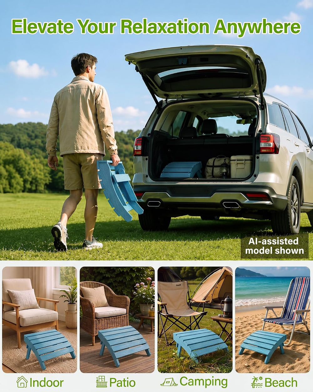 MXIMU Adirondack Ottoman for Adirondack Chair, Easy Assembly, All Weather
