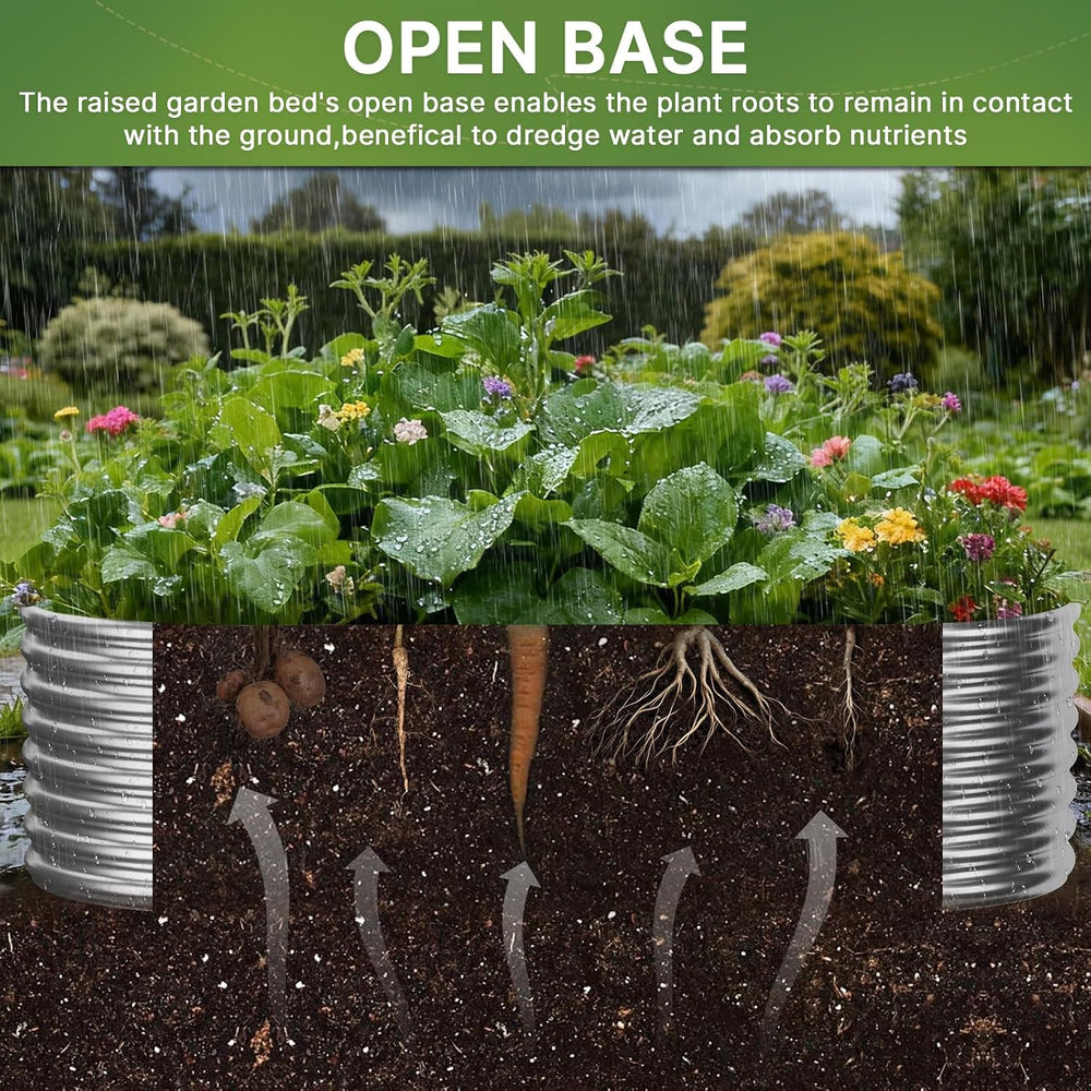 2 PCS Tall 8ft Galvanized Raised Garden Bed Outdoor, Metal Garden Bed for Veg...