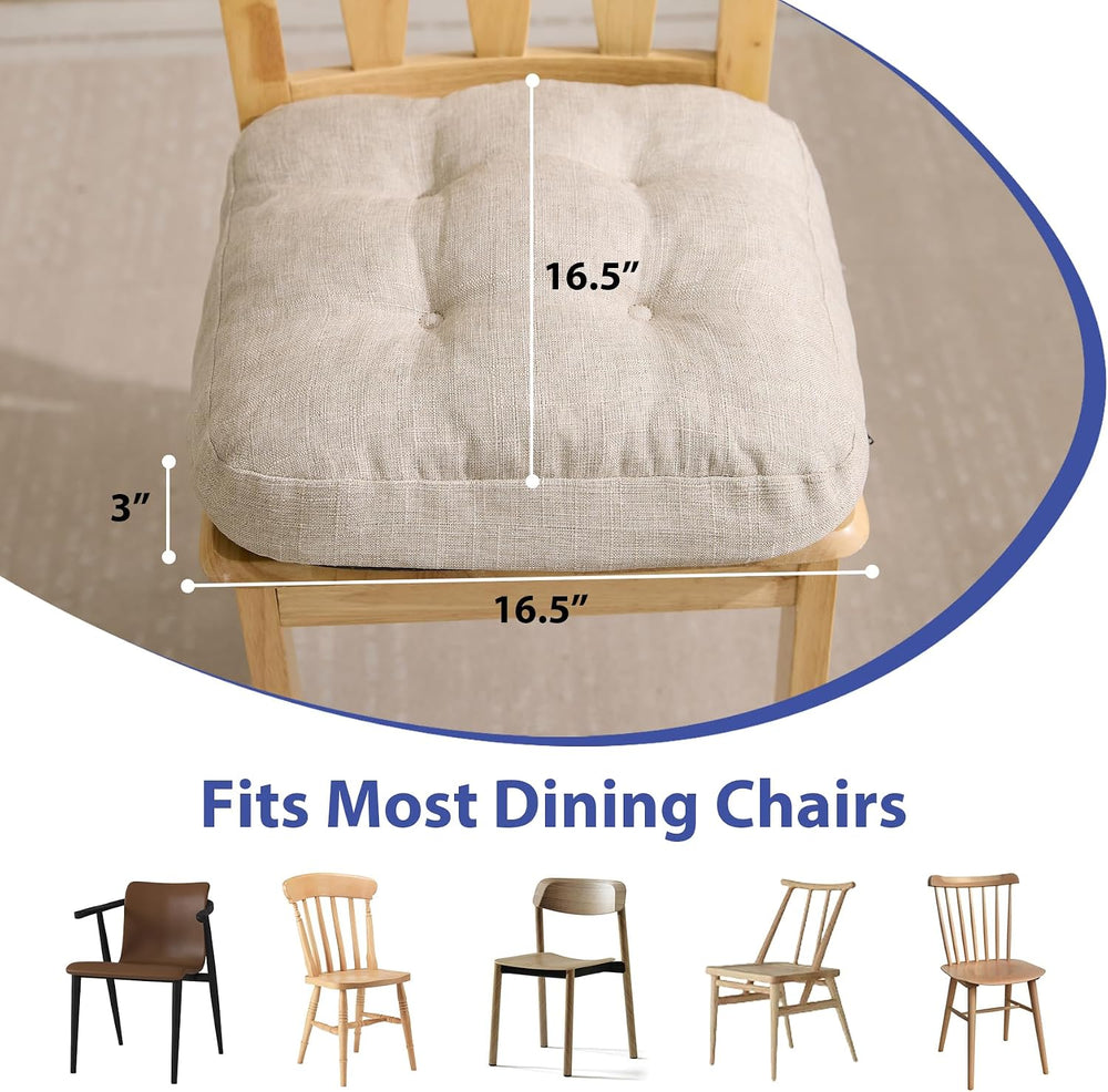 IASEAHK Memory Foam Dining Chair Cushions, Beige, 16.5"x16.5"x3.5&q...