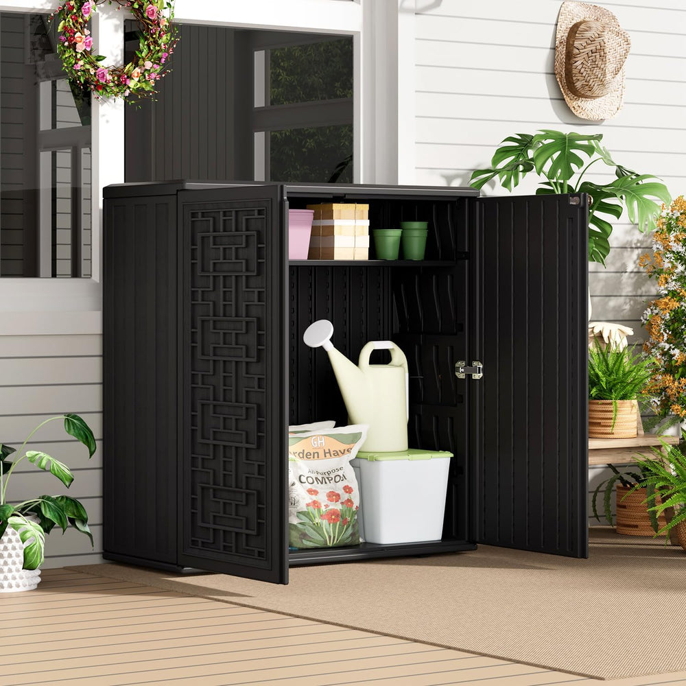 HOMSPARK Indoor/Outdoor Storage Cabinet with Doors and Shelf, 34”x15”x36” HDP...