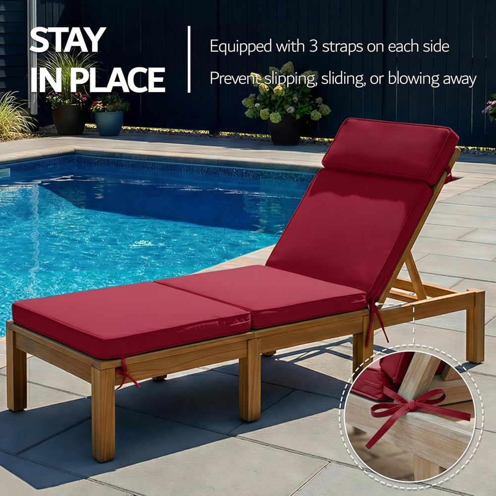 80 x 26 Inch Outdoor Chaise Lounge Cushions Set of 2 - Removable Cover, 4-Sec...