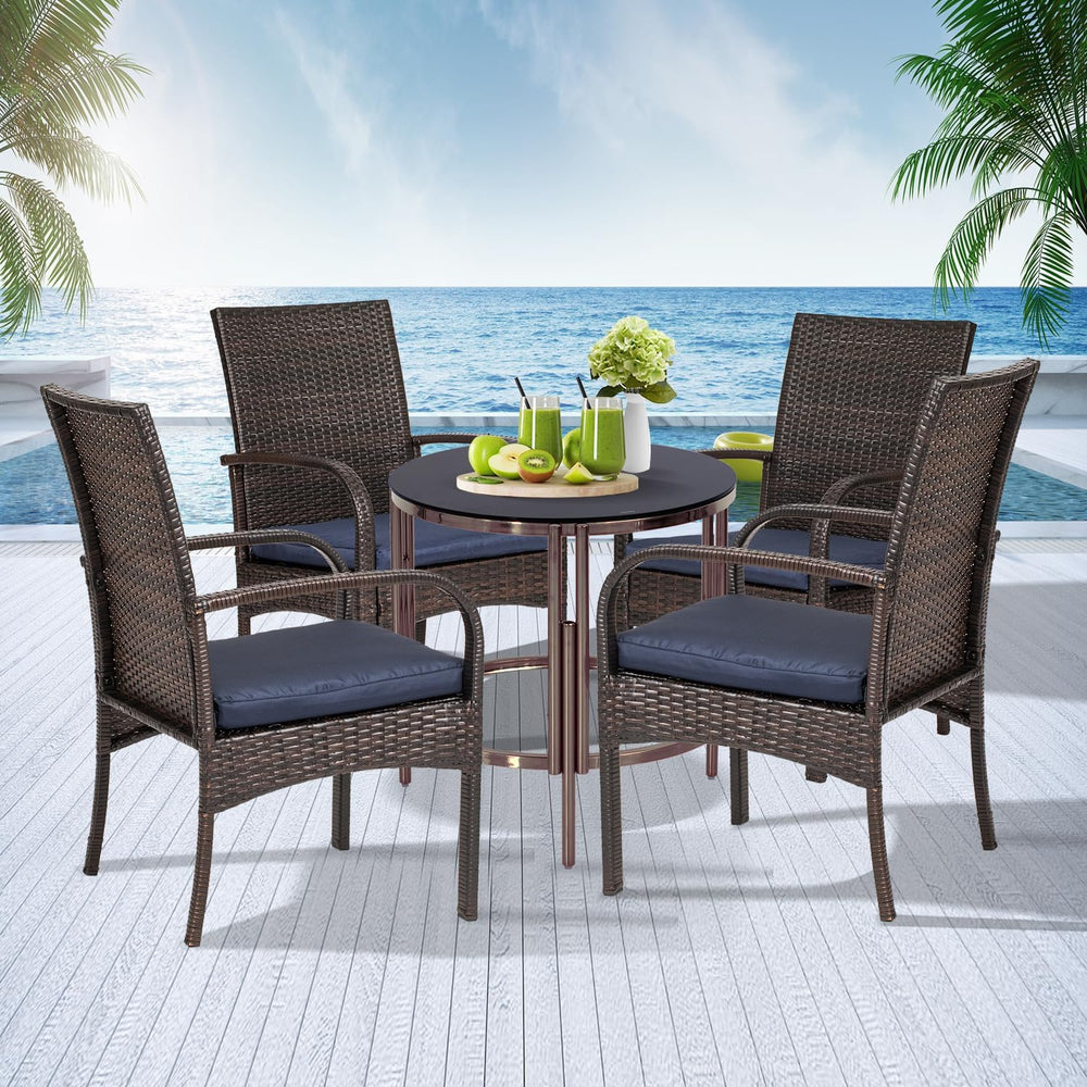 Wicker Patio Dining Chairs Set of 4 - All Weather Outdoor Wicker Chairs with ...
