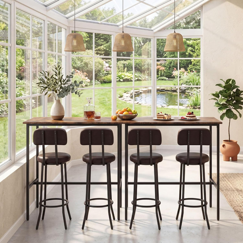 GIANTEX 3-Piece Bar Table and Chairs Set, Counter Height Pub Table and 2 Upho...