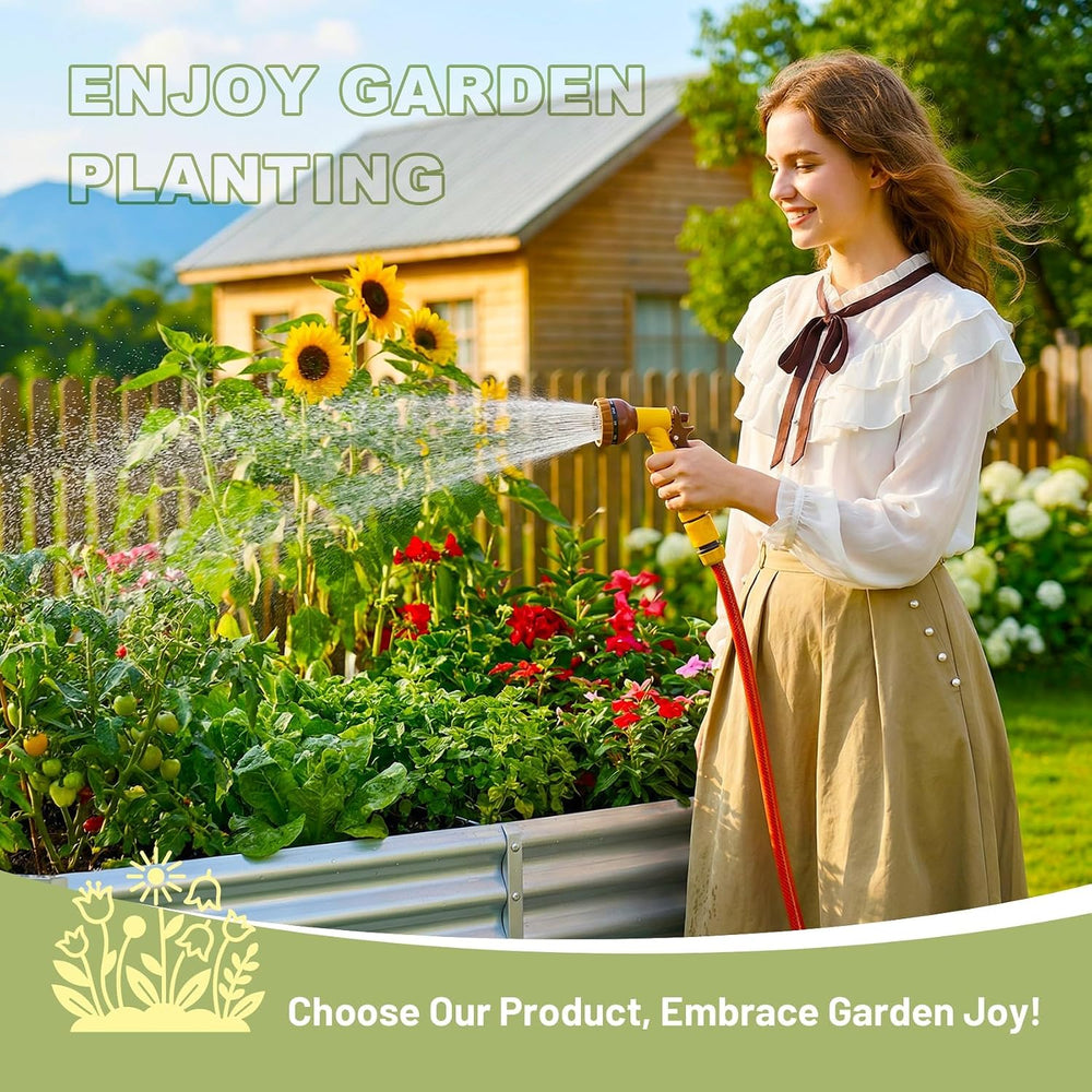 AHEONLAR 2 Pack 8×4×1.5ft Galvanized Raised Garden Beds Outdoor, Rectangle St...