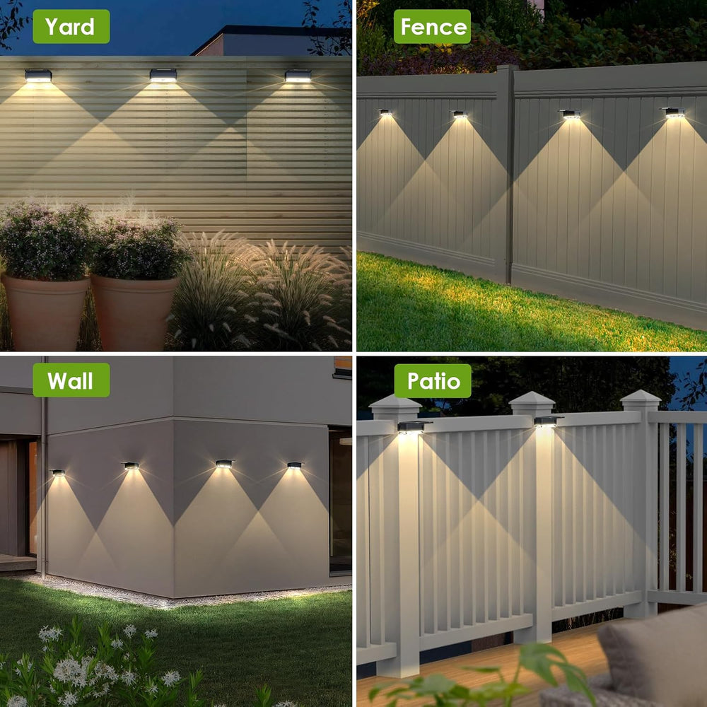 Solar Fence Lights Outdoor,3000/4000/6000K 3 Mode Fence Light Solar Powered