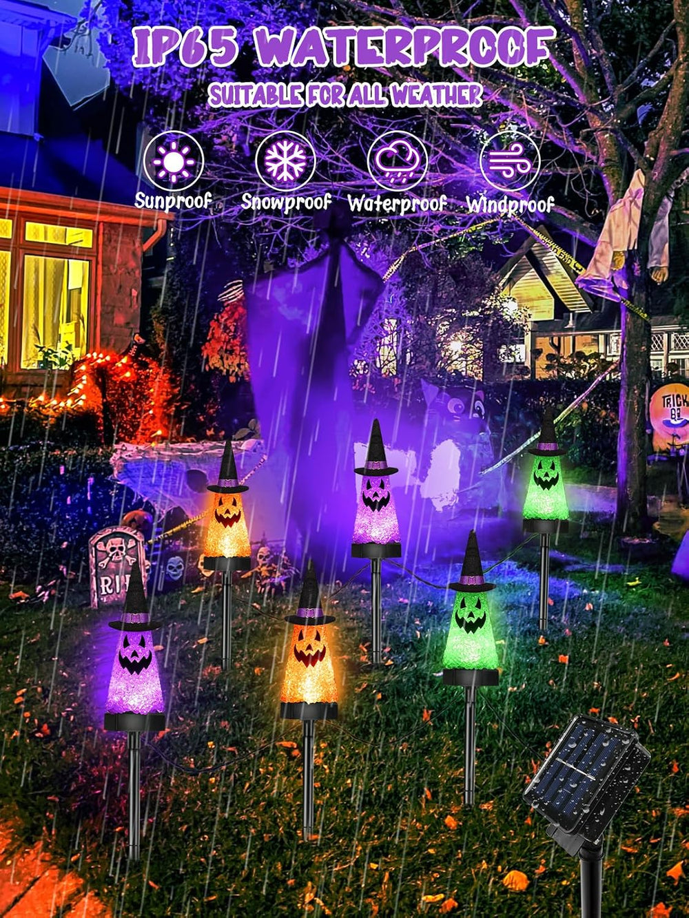 6 Pack Halloween Decorations Outdoor, Solar Ghost Pathway Lights Waterproof
