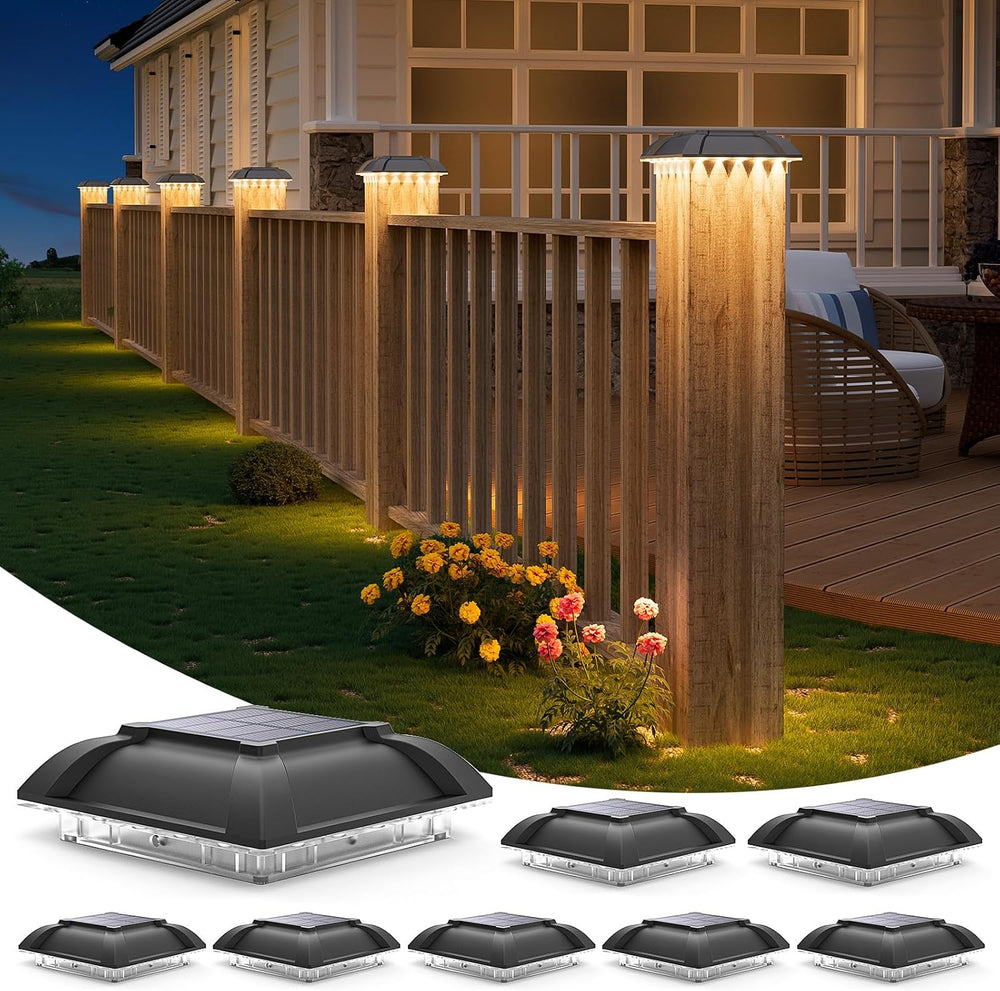 Solar Post Cap Lights Outdoor 8pack - Downward Lighting Waterproof Deck Fence...