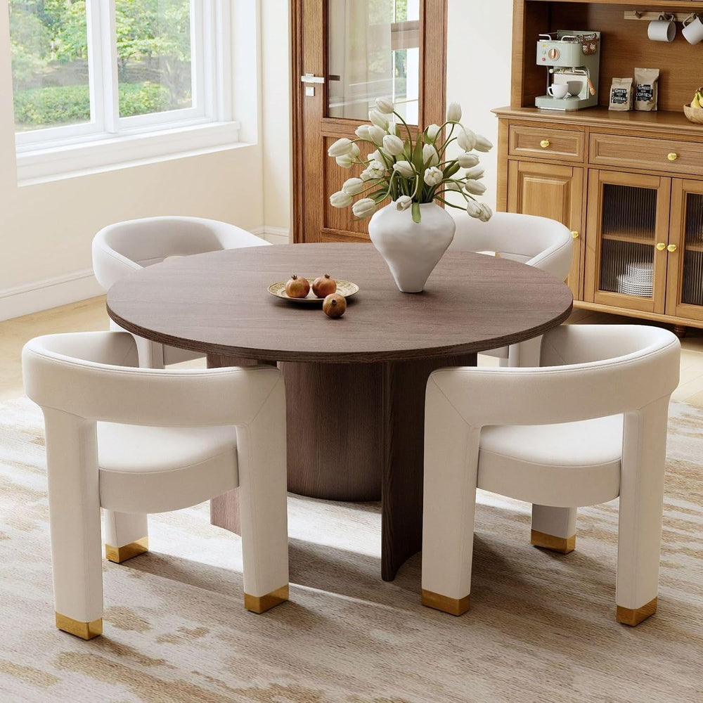 Hyfirm Barrel Dining Chairs Set of 4, Velvet Upholstered Armchairs with Open-...