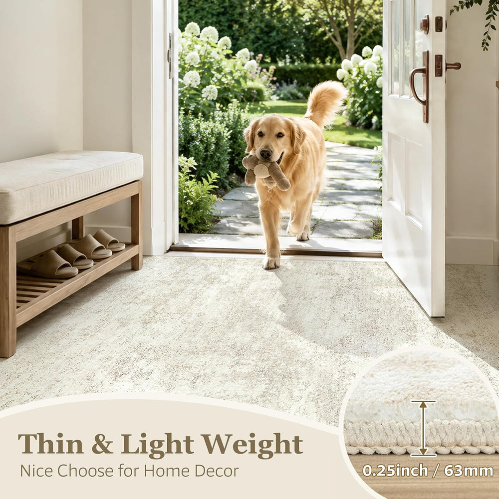 9x12 Area Rugs for Living Room Large Washable Beige Carpets for Bedroom