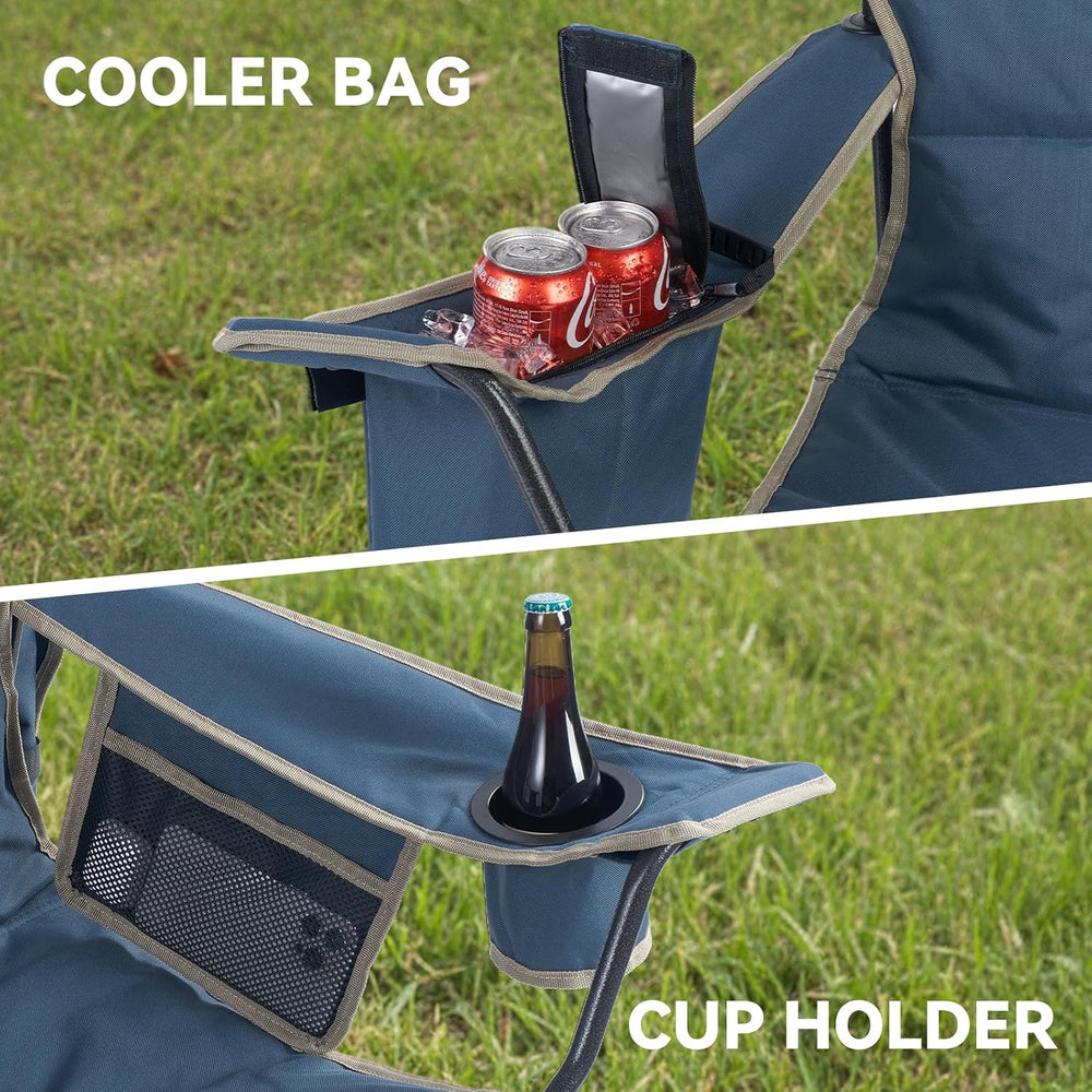 Oversized Camping Chair with Canopy,Folding Chair Supports 330 Lbs, Blue