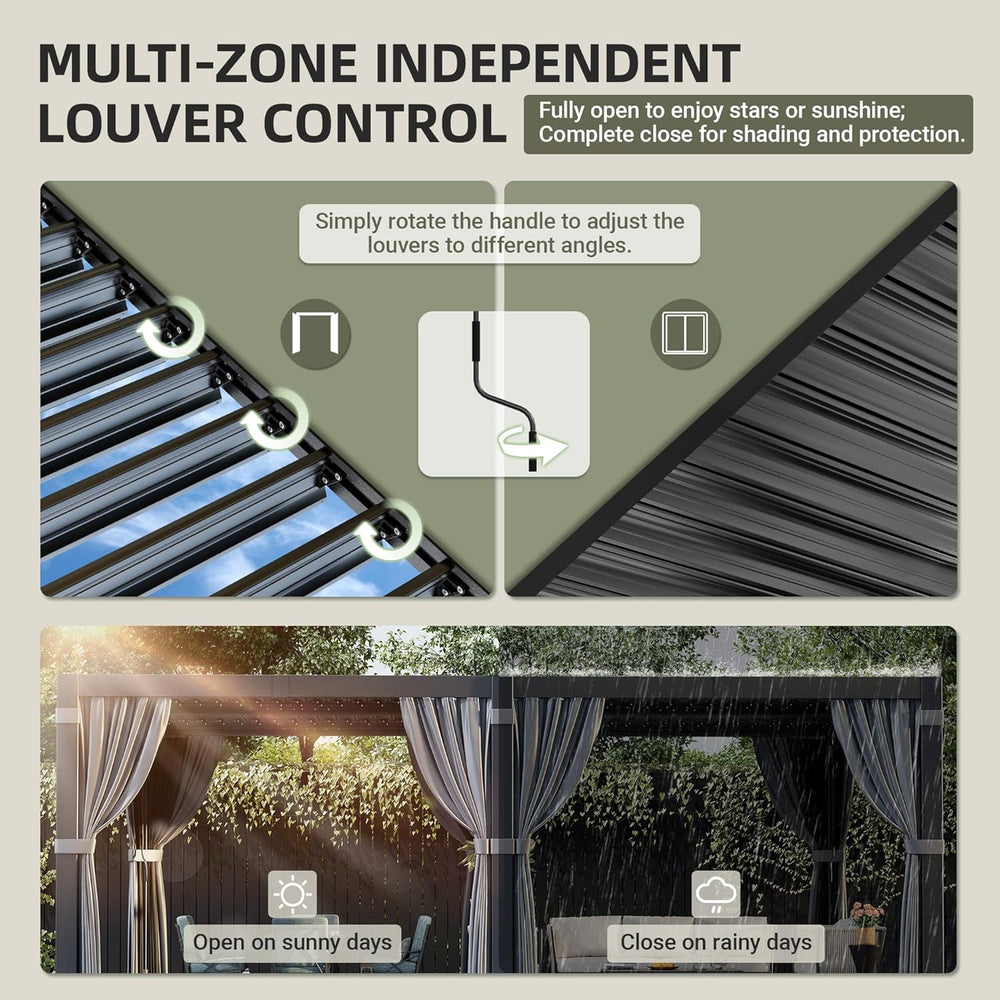 Airwire 12'x20' Louvered Pergola Aluminum Frame Gray