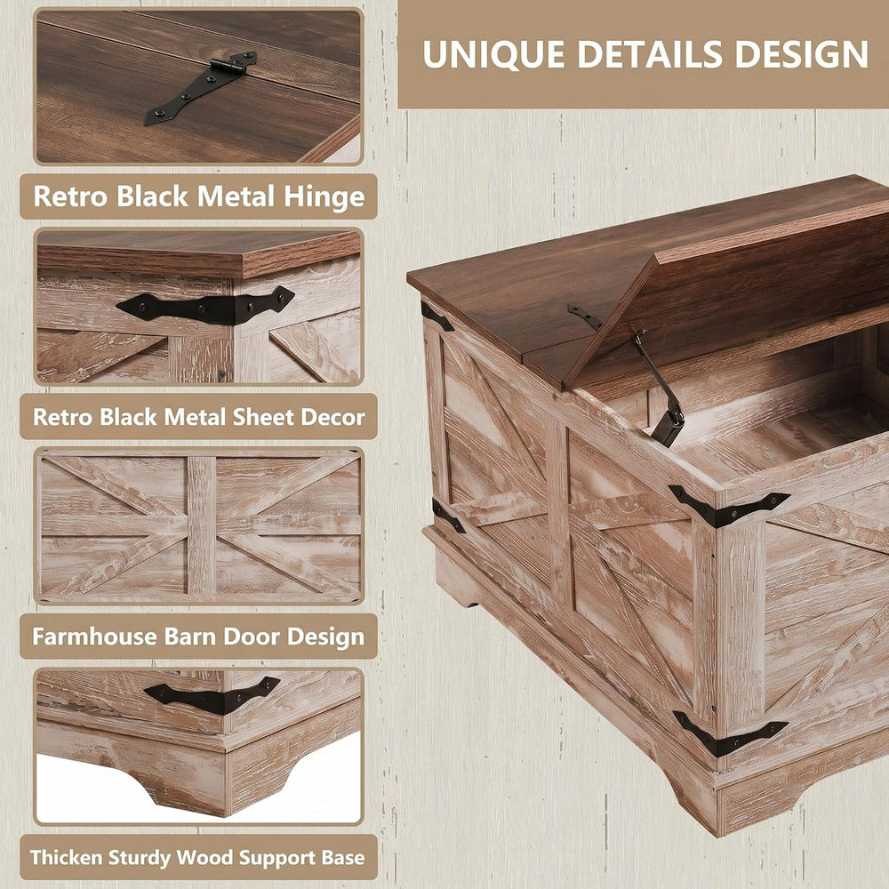 senlin Farmhouse Coffee Table, Heavy-Duty Coffee Table with Storage, Square W...