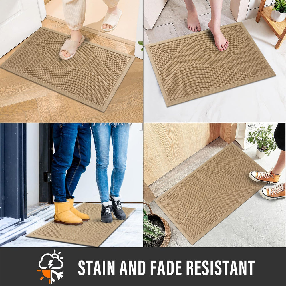 HIYARD Sturdy Front Door Mat, Absorbent Muddy Dirt Resist Welcome Door Mats O...