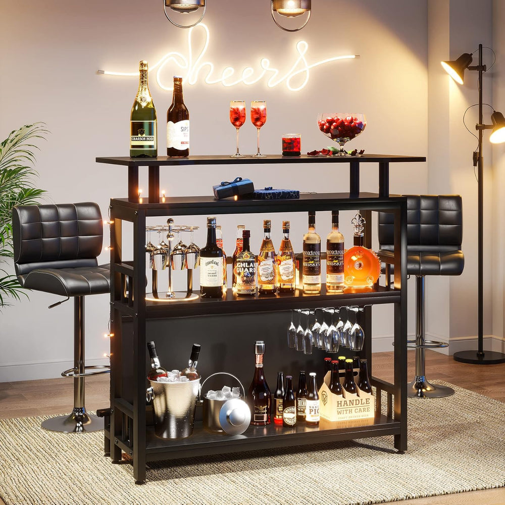 Tribesigns Home Bar Unit for Liquor, 44-Inch Bar Height Table with Storage, B...