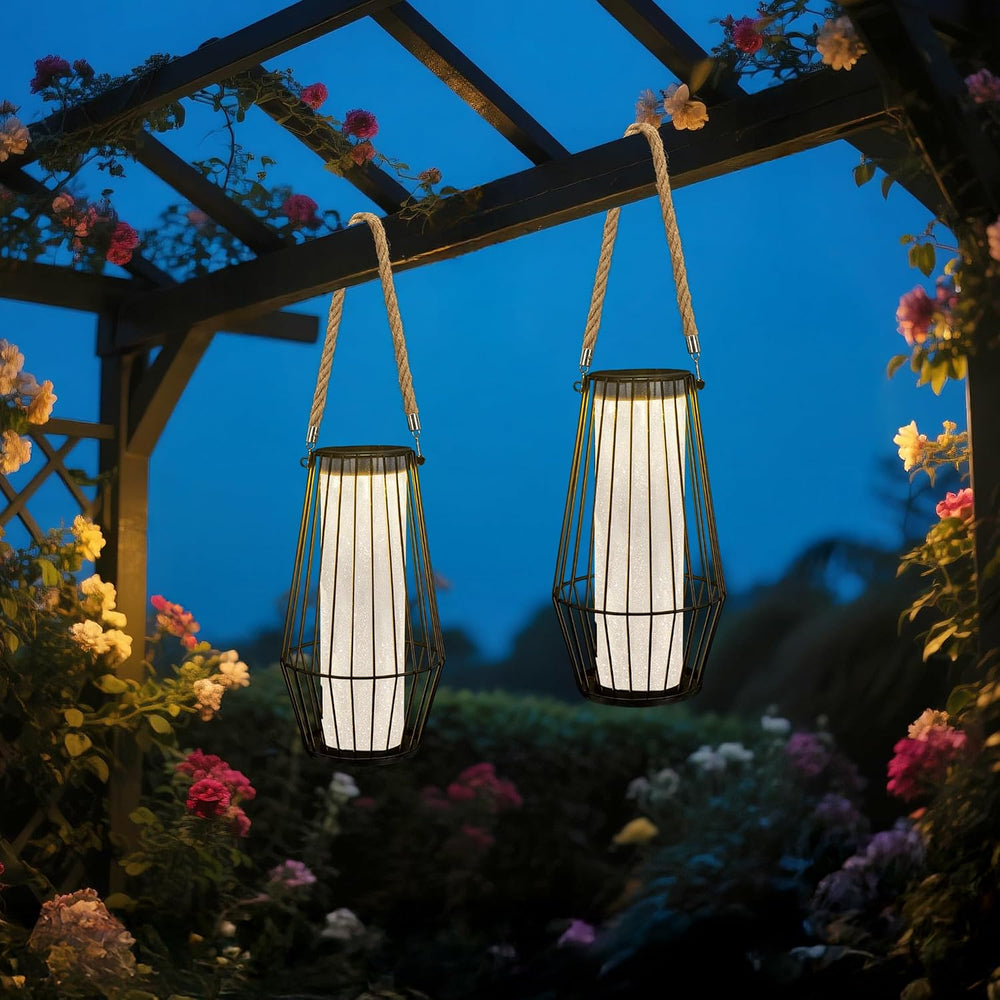 pearlstar Large Solar Lanterns Outdoor Waterproof-Heavy Duty Metal Hanging Li...
