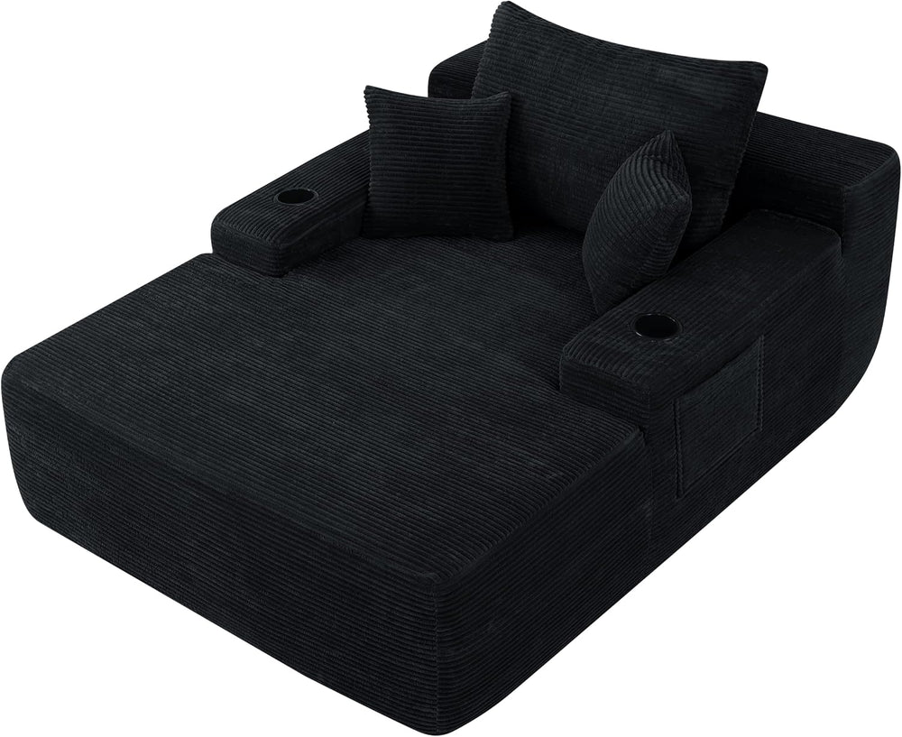 HYJT-H&K Oversized Deep Seat Chaise Lounge, Corduroy Comfy Sleeper Futon ...