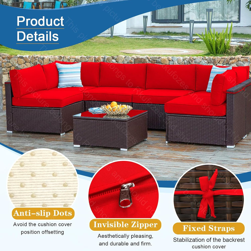 14Pcs Patio Cushion Covers, Furniture Cushion Slipcovers, 24.8"x24.8&quo...