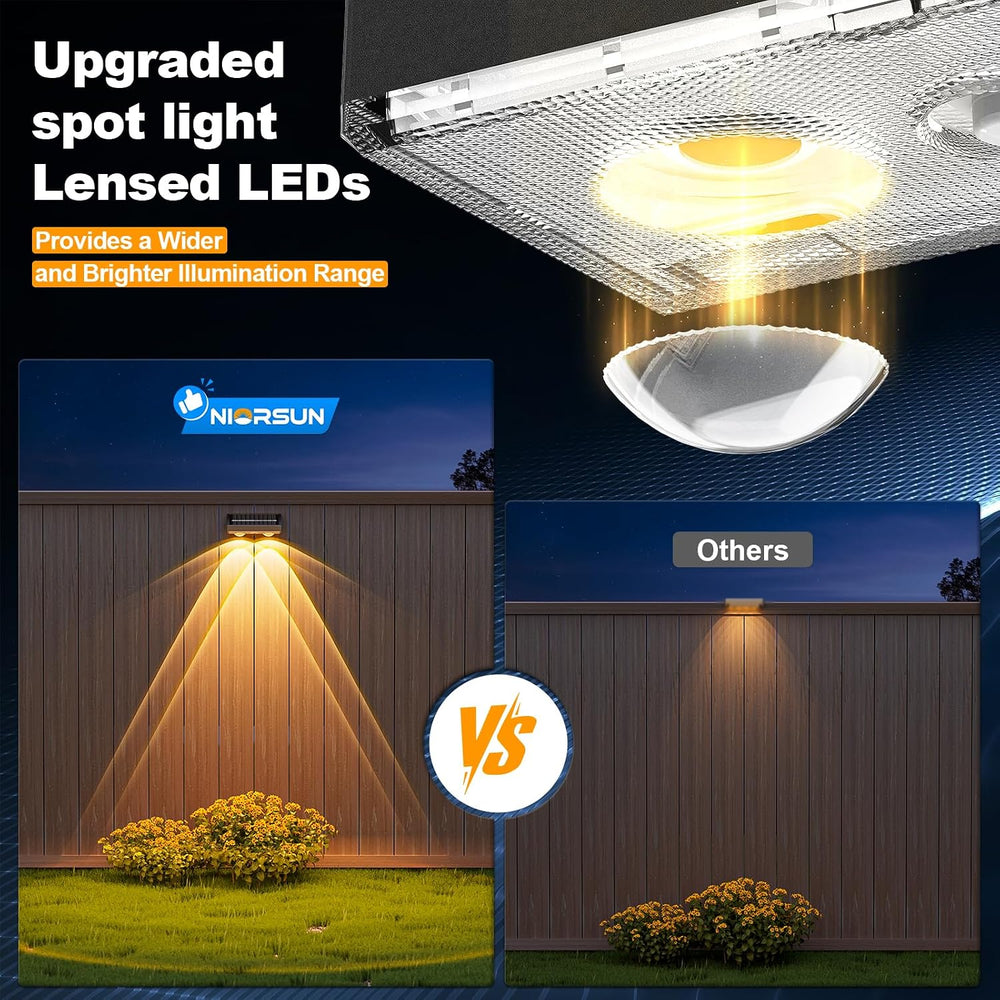 NIORSUN Solar Fence Lights,16 Pack Deck Light,Led Lights Warm White Outdoor W...