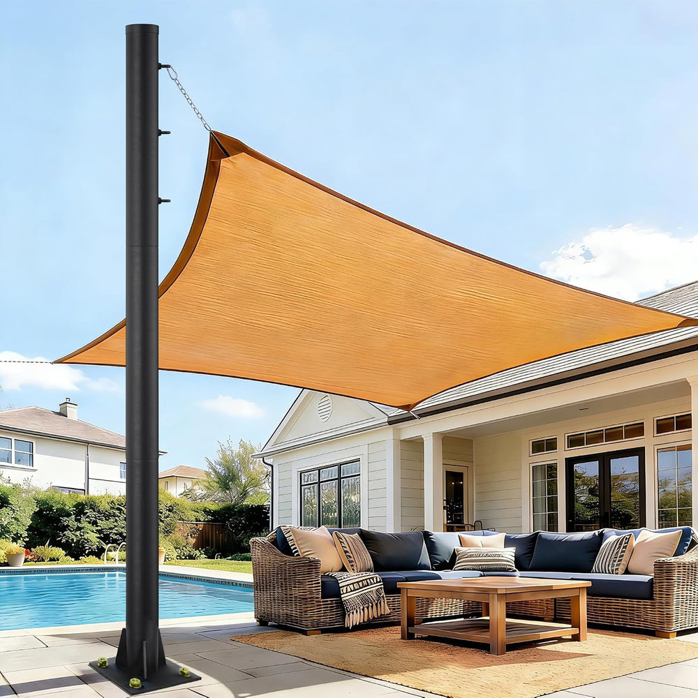 10ft Sun Shade Pole, 3" Diameter Heavy Duty Metal, Black Shade Sail Pole...