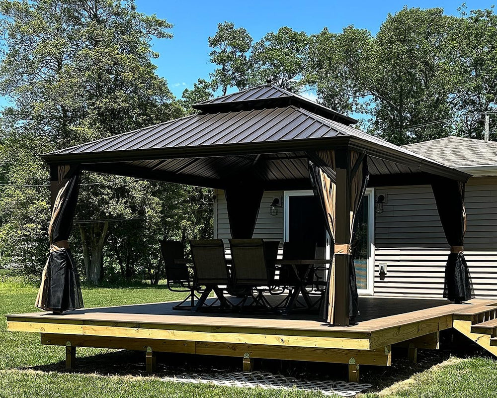 PURPLE LEAF Outdoor Hardtop Gazebo 13' x 17' Bronze Metal 4.7" W...