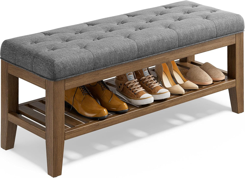 YaFiti End of Bed Storage Bench, 42.9" Entryway Shoe Bench with Solid Wo...