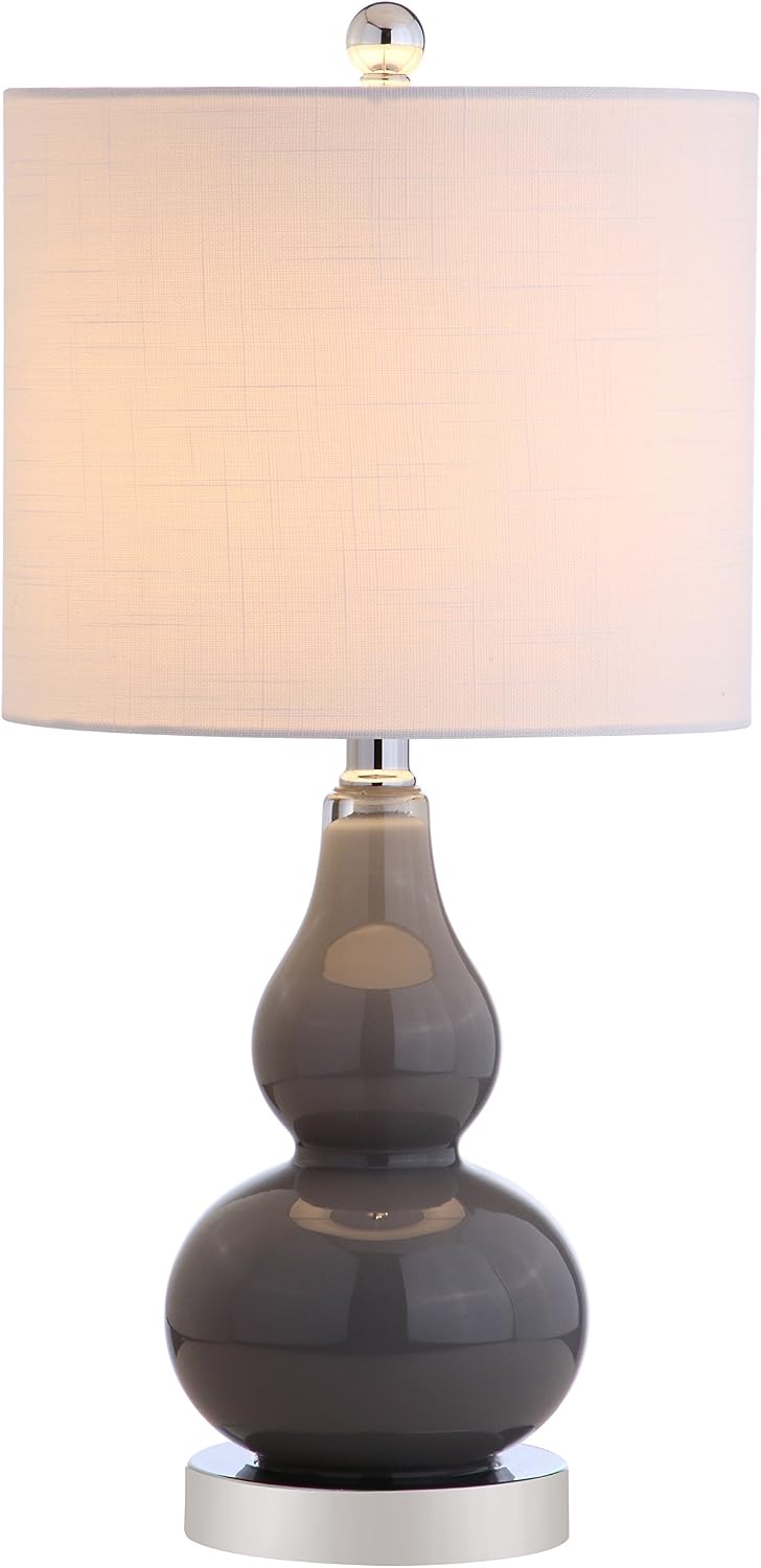 JONATHAN Y Anya Gourd Glass Table Lamp 20.5", Gray