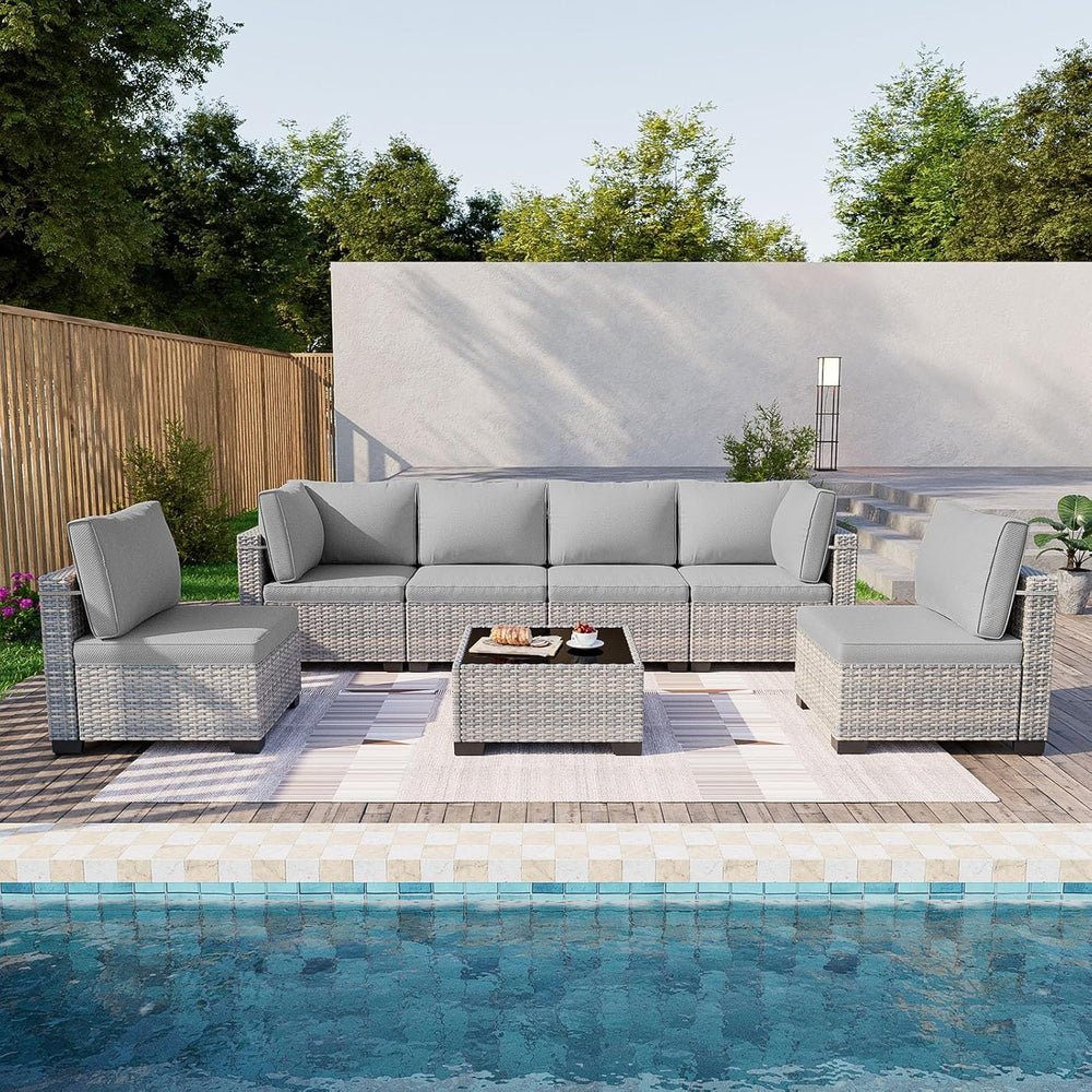 Outdoor PE Wicker Rattan Modular Patio Sectional Sofa Set