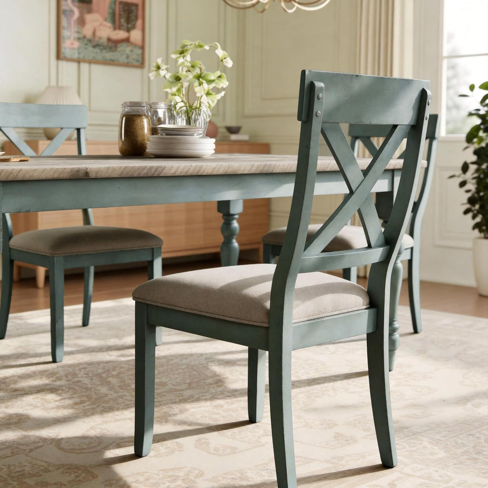 Roundhill Furniture Prato 5-Piece Round Dining Table Set with Cross Back Chai...