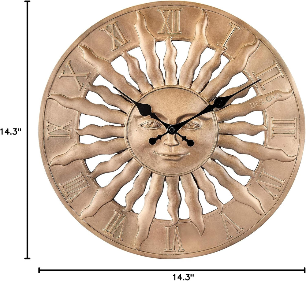 Bulova Sunrise Wall Clock C4860 | 14.3" 3D Sunburst Resin Design with Ro...