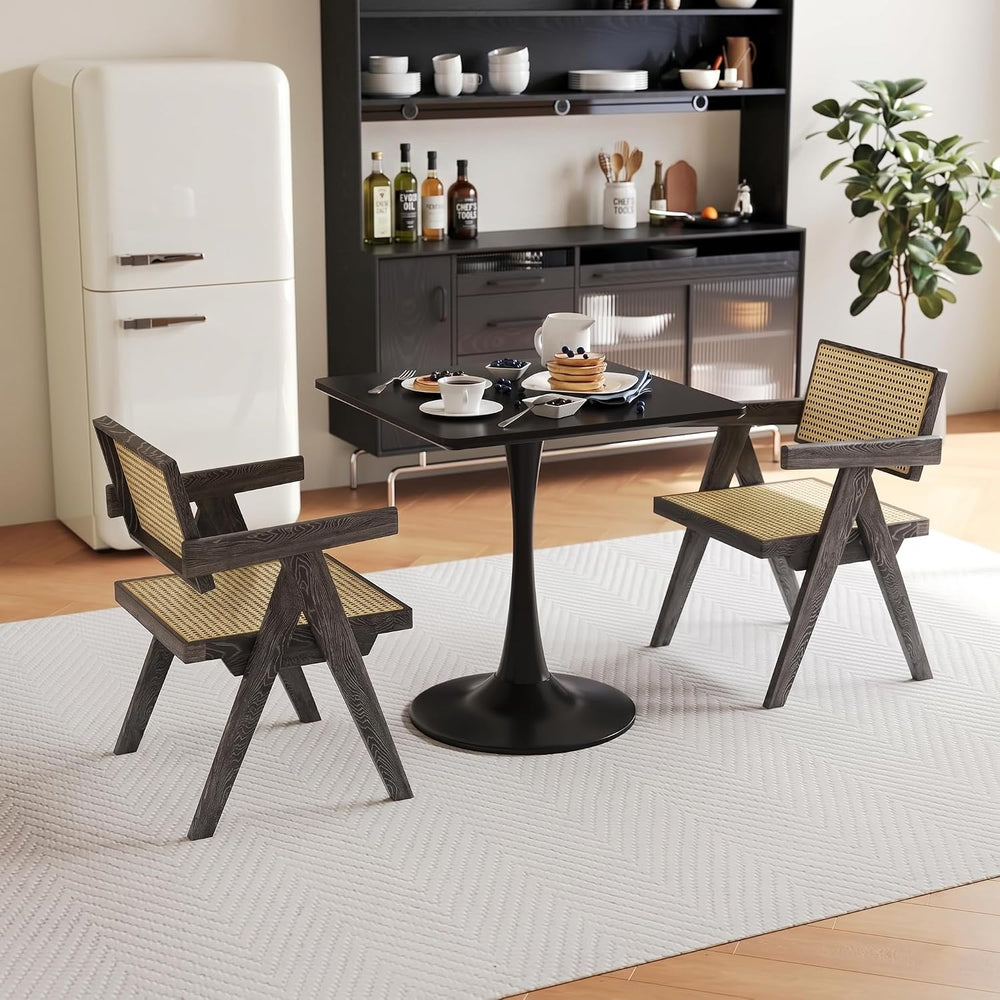 24 inch Black Small Dining Table for 2 or 4 person,24x24 Square Tulip Table