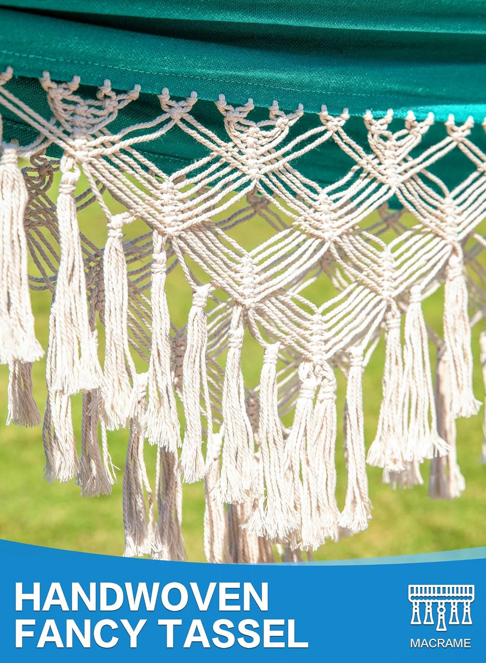 PNAEUT Handmade Tassel Hammock with Stand for Outside, 450 lbs Capacity