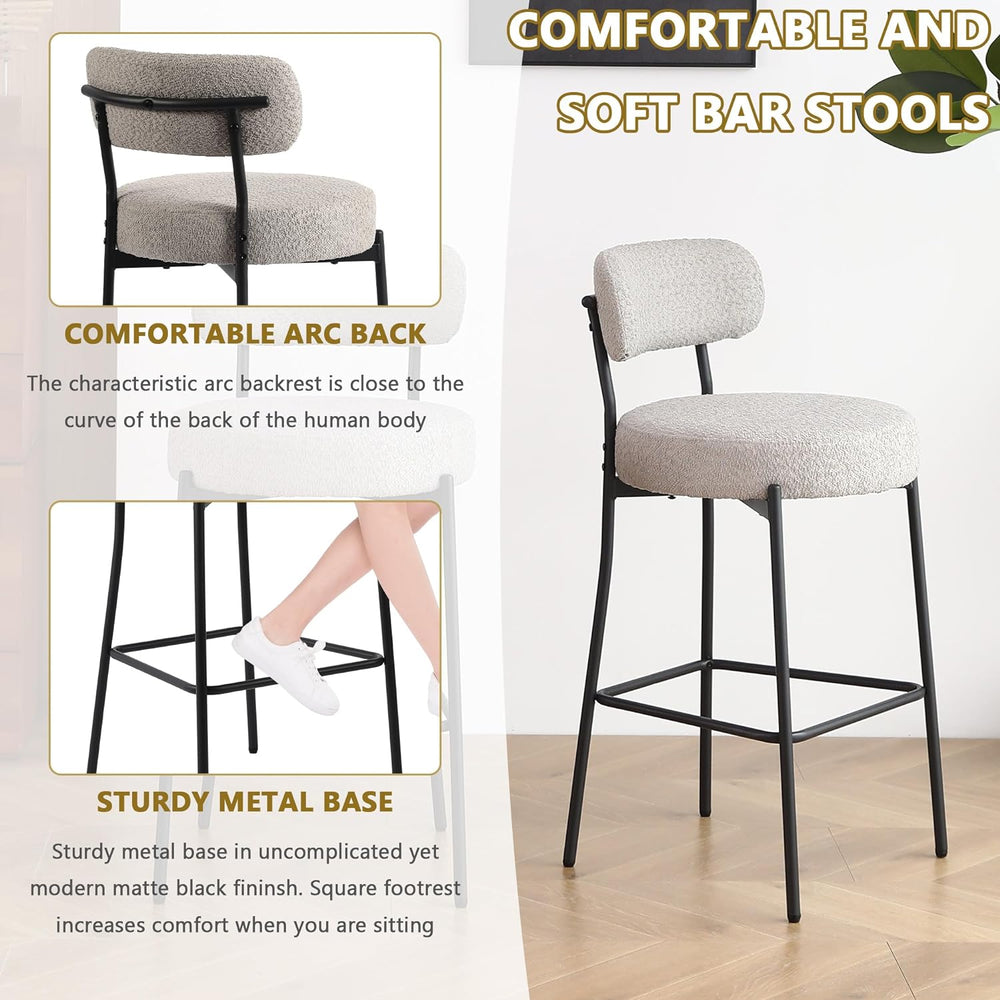 DYHOME Bar Stools Set of 2, 28" Counter Height Bar Stools with Back