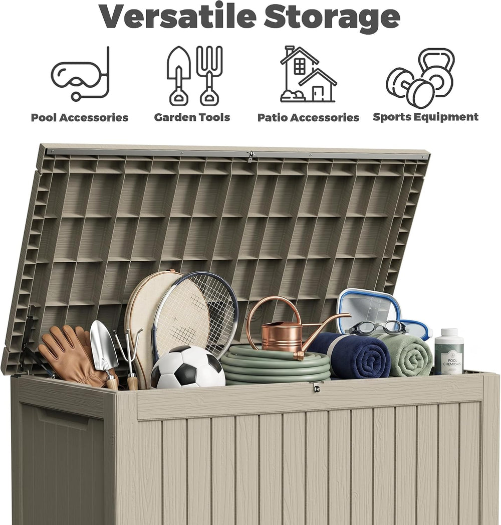 300 Gallon Resin Deck Box Waterproof Outdoor Storage Box for Patio Furniture ...
