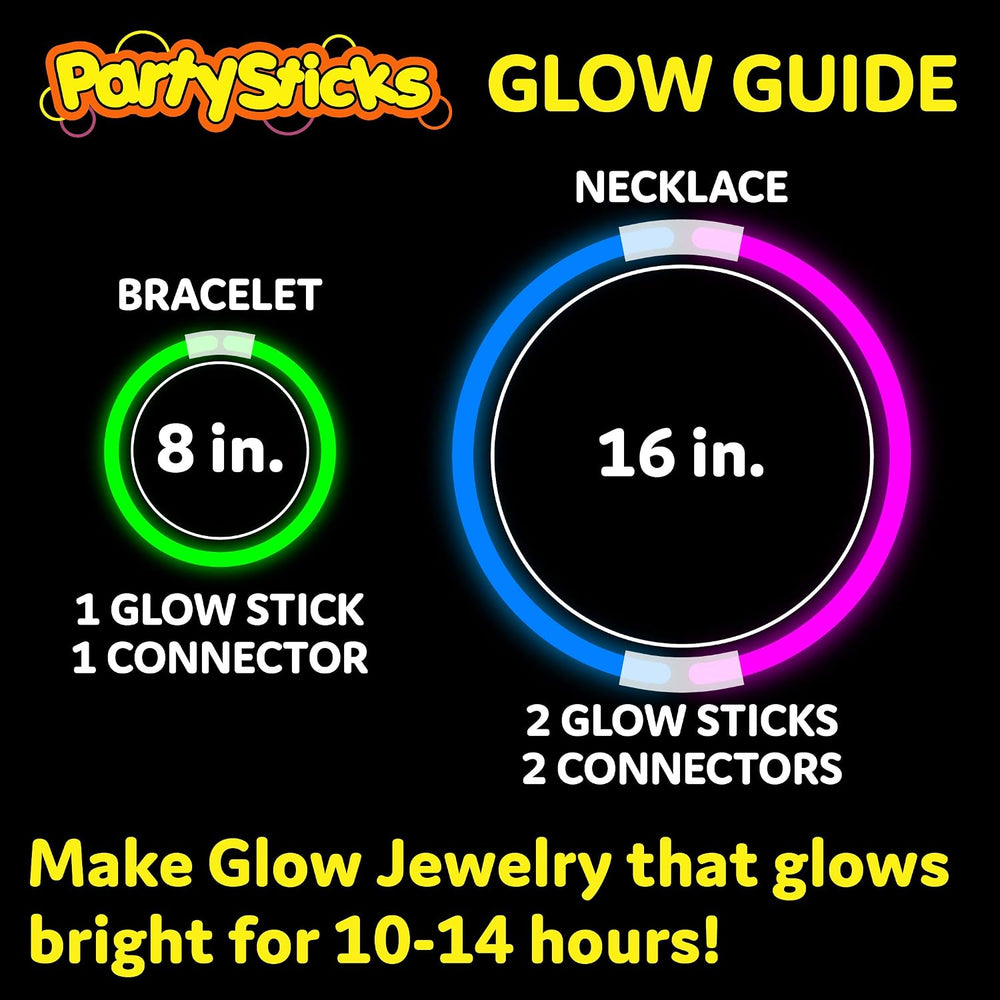 PartySticks Ultra Bright Glow Sticks Bulk Party Supplies 400 Pack - 8" G...