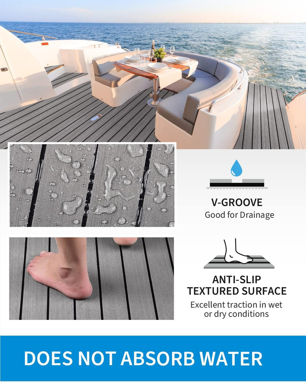 OCEANBROAD Boat Flooring 96''x16.8''/28.8''/36'
