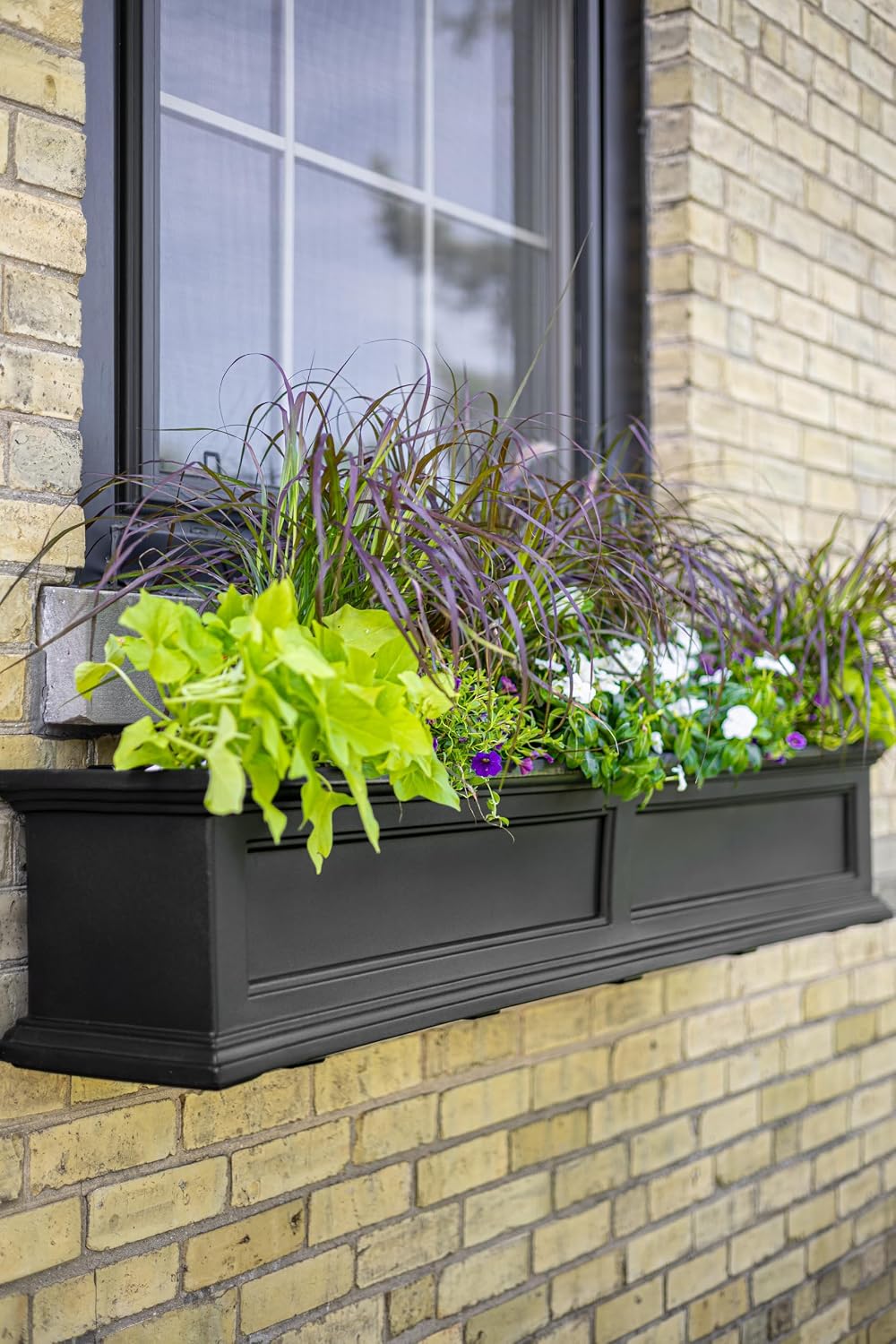 Mayne Fairfield 48in Self-Watering Rectangular Window Box Planter, Black