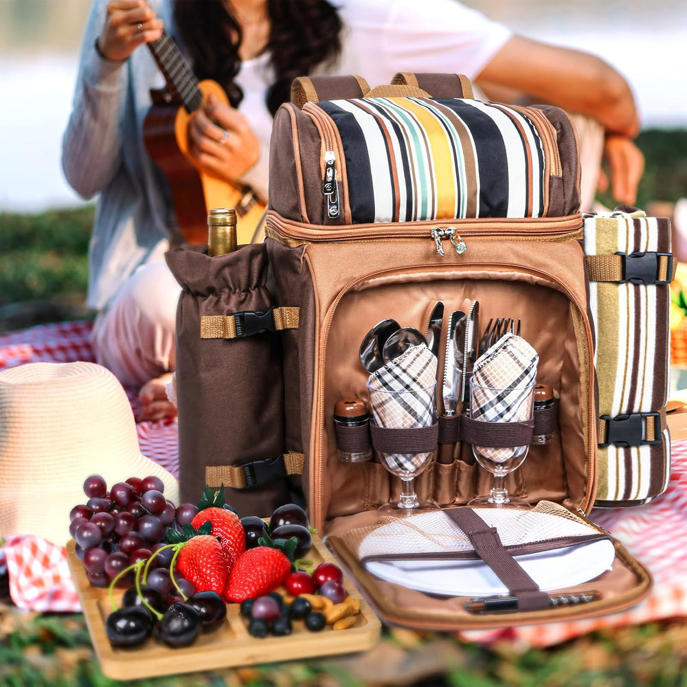 Hap Tim Picnic Basket Backpack for 2 Person with Blanket, 2 Charcuterie Board...