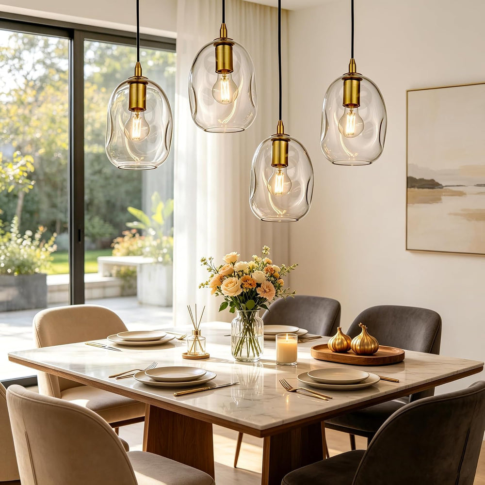 Pendant Lights Kitchen Island Adjustable Organic Globe Modern Gold Ceiling Ha...