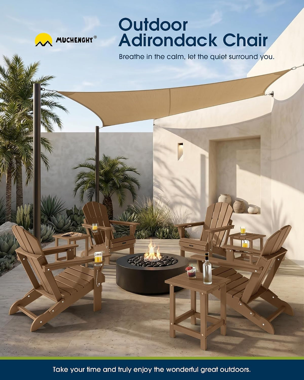 MUCHENGHY Folding Adirondack Chairs, Patio Chairs, Lawn Chairs, Outdoor Chair...