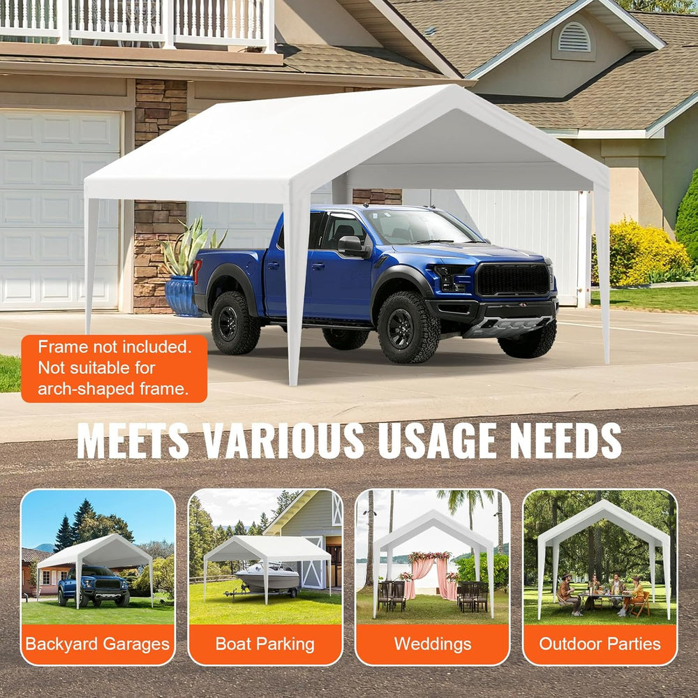 VEVOR Carport Replacement Canopy Cover 10 x 20 ft, Garage Top Tent Shelter Ta...