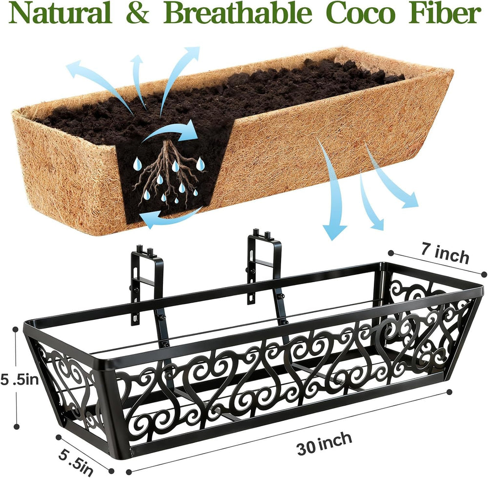 2 Pack 30 Inch Deck Railing Planter Box - Window Boxes Planters with Adjustab...
