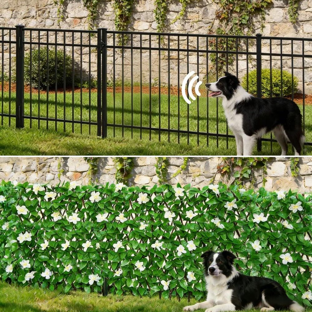 Expandable Privacy Screen with Artificial Flower for Balcony Patio Fence Gree...